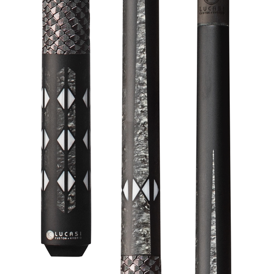 Lucasi Pinnacle Matte Black/Imitation Bone Cue with Carbon Fiber Tech Shaft